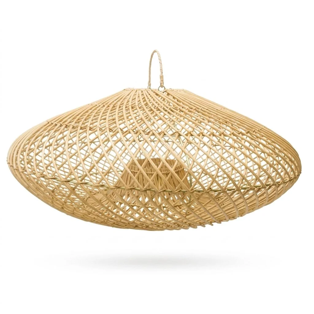 High Quality Natural Rattan Modern Pendant Light Middle-Sized Indoor Hanging Sustainable Eco-Friendly Design Dimmable for Living
